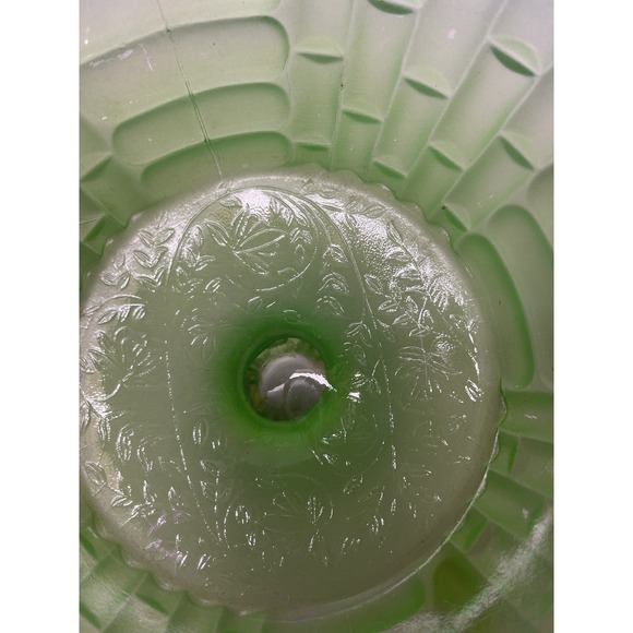 Vtg Green Pressed Glass Pedestal Compote Bowl 9" Wide Heavy Footed Centerpiece - Picture 11 of 11